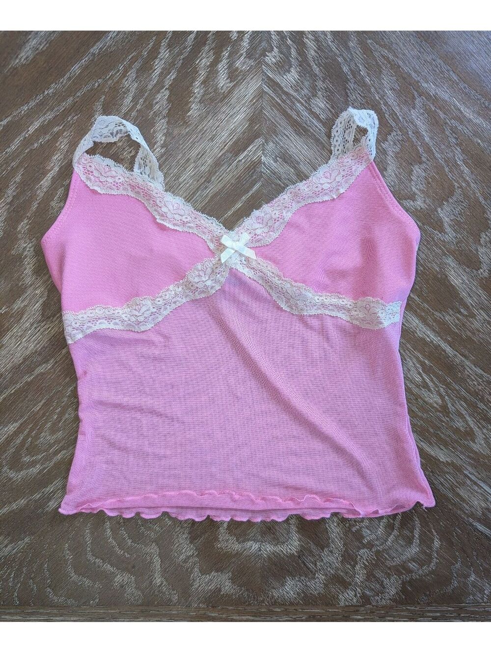 Edikted Pink Lace Criss Cross Camisole Top S Coquette Y2K